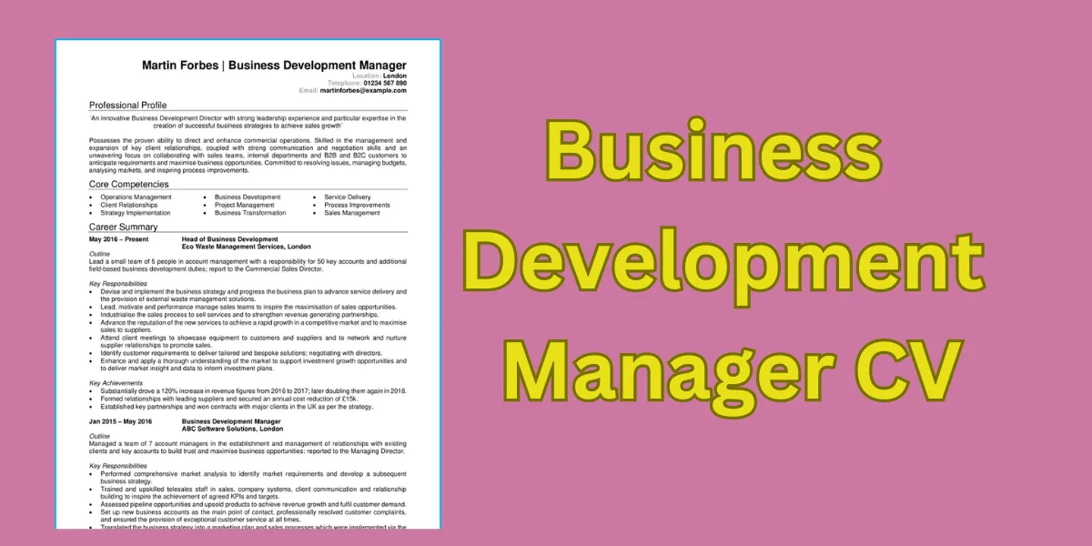 Business Development Manager CV