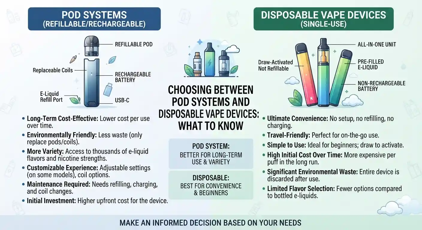 Pod Systems and Disposable Vape Devices